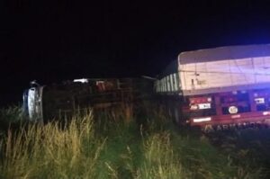 ANOCHE: DESPISTE Y VUELCO DE CAMIÓN EN RUTA 5