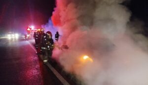 PÉRDIDAS TOTALES EN AUTOMÓVIL INCENDIADO EN RUTA 5